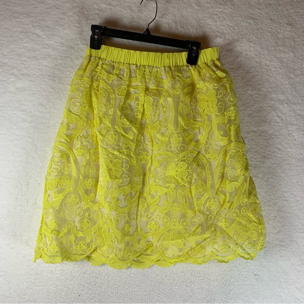 Lucy Paris Womens Floral Lace Yellow‎ Mini Casual Skirt Size L NWT 5803